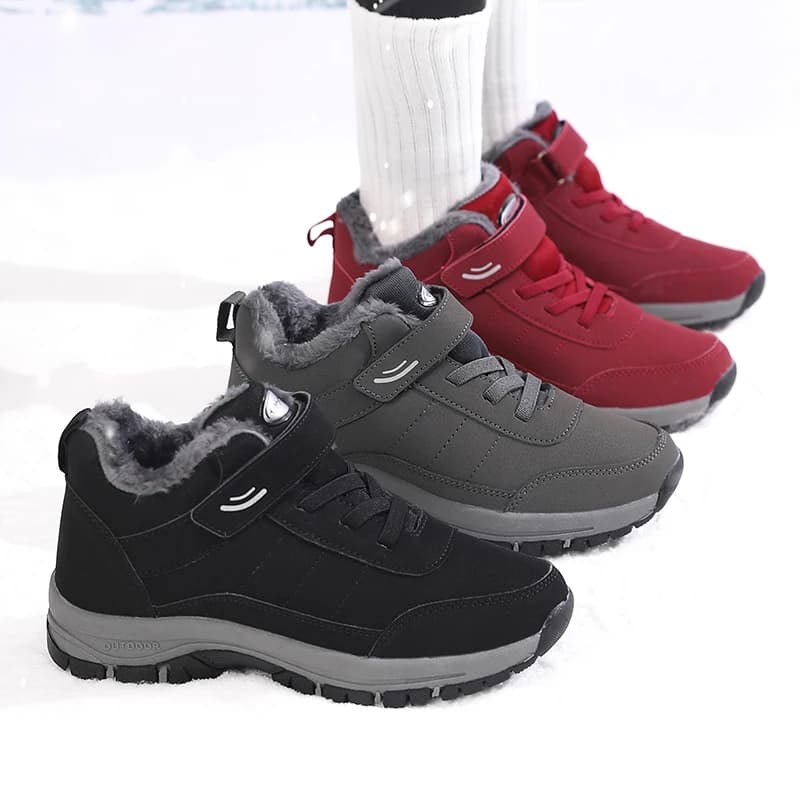 Stivali da neve invernali foderati in pelliccia calda da donna Stivaletti impermeabili di marca di lusso Scarpe da trekking in pelle scamosciata per esterni Stivaletti da uomo