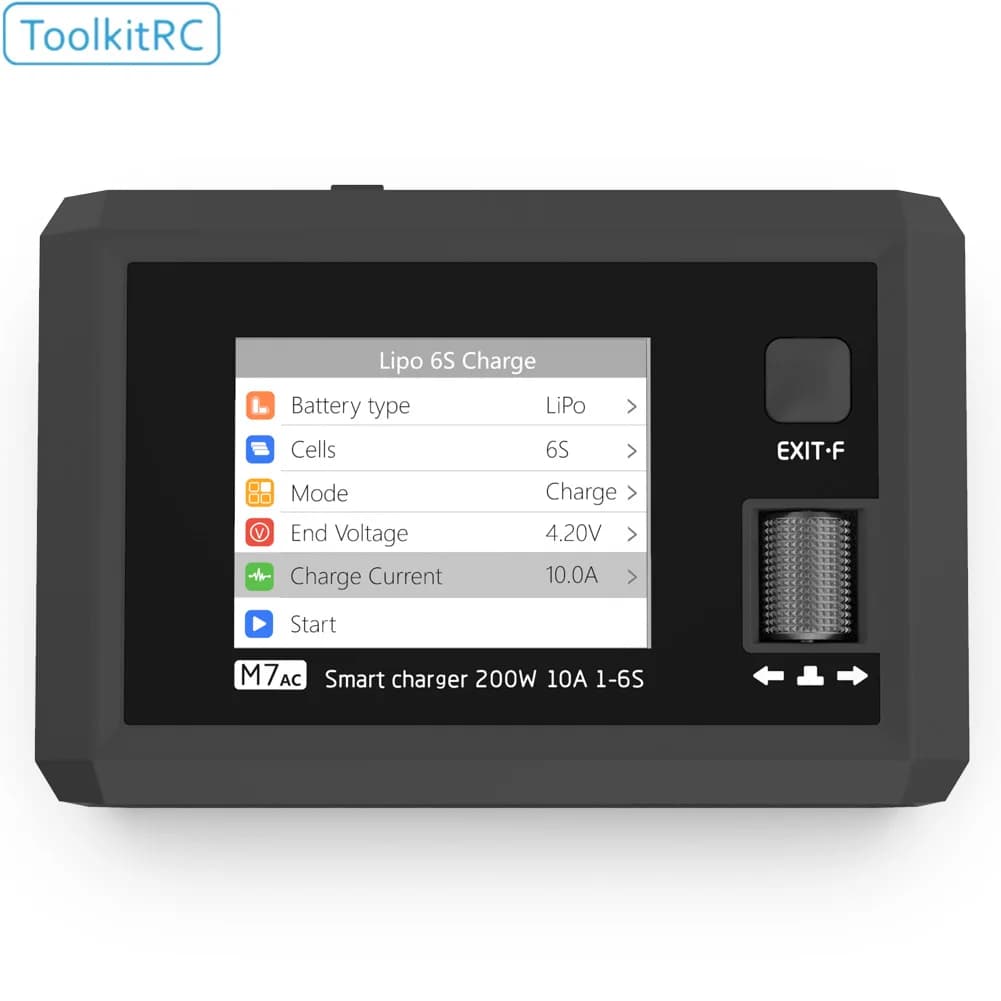 ToolkitRC M7AC 100W AC / 300W DC Input XT60 XT30 Output multifunzione Suppot Dual Smart Charger Signal Tester Drone Charge