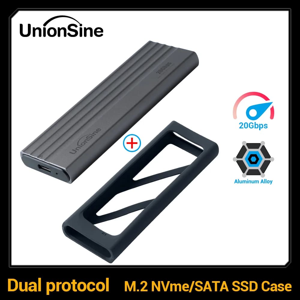 Adattatore per custodia SSD UnionSine M.2 Custodia SSD 20 Gbps USB3.2 Gen2 Custodia esterna USB C Tasti M e B&M per 2230 2242 2260