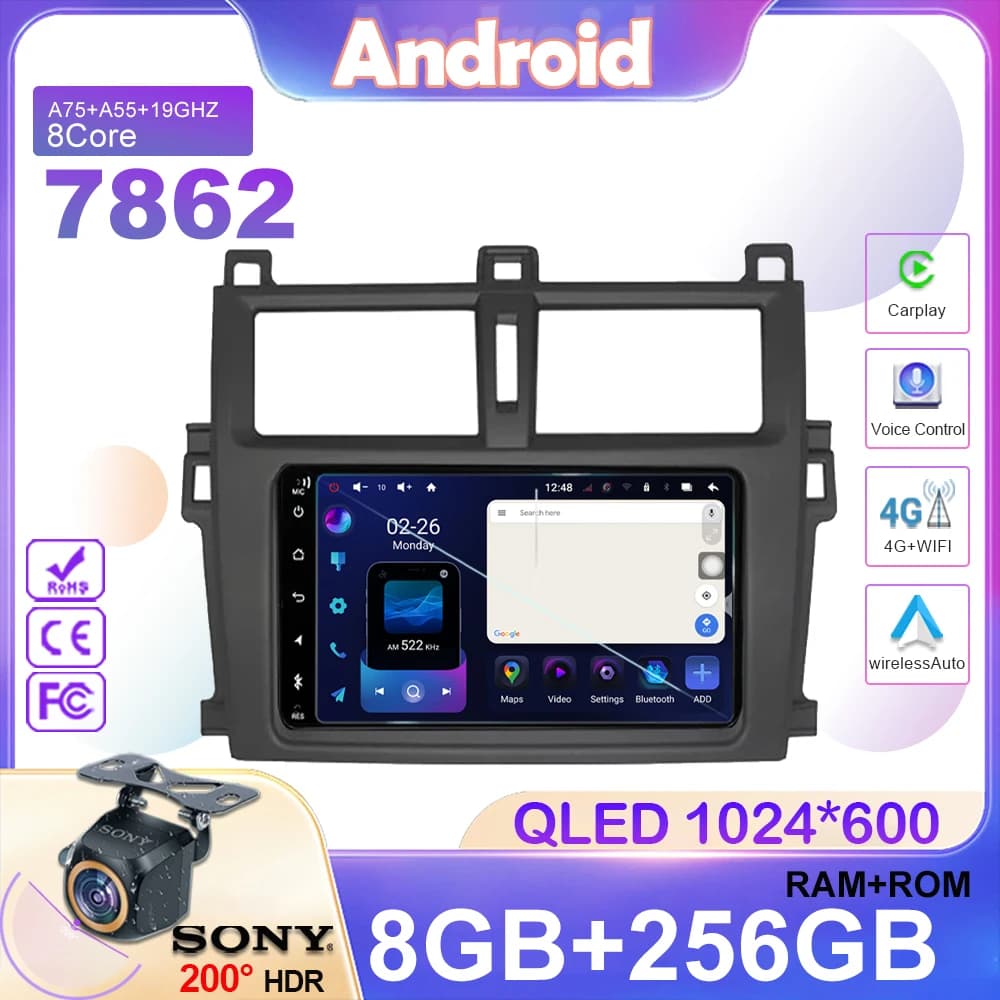 Autoradio per Toyota Verso-S Ractis Subaru Trezia 7 pollici 8 + 256 Android Auto Carplay navigazione GPS Multimedia Stereo No 2din DVD
