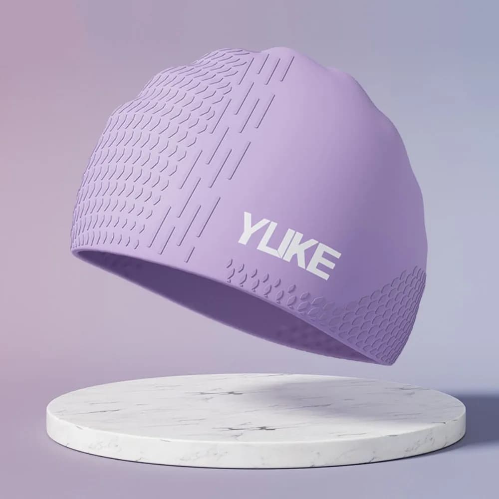 Solid Color Swimming Hat Lightweight Elastic Silicone Swimming Cap Long Hair Breathable Printed Swimming Cap Women