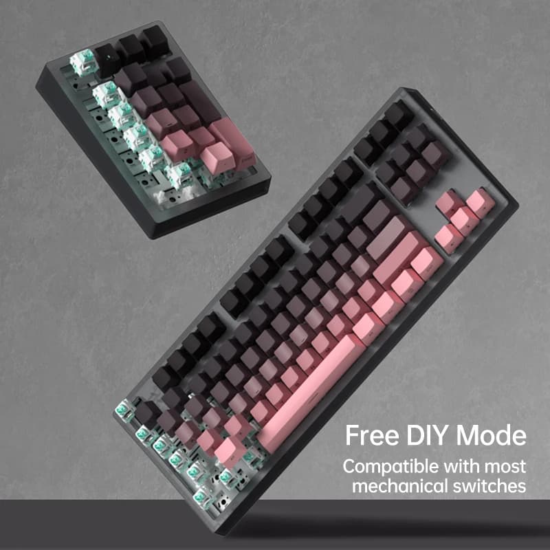 FL·ESPORTS MK870 PRO Tastiera meccanica con kit tastiera numerica Tastiera RGB 2.4GHz wireless/USB Type-C/BT sostituibile a caldo da 3/5 pin