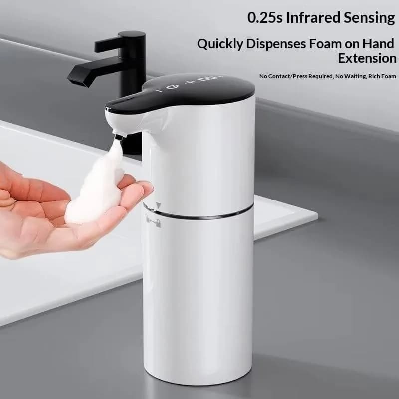Dispenser di Sapone Automatico a Parete con Sensore, 450ml, Ricaricabile USB, Erogatore di Sapone Liquido/Schiuma Senza Contatto per Bagno e Cucina