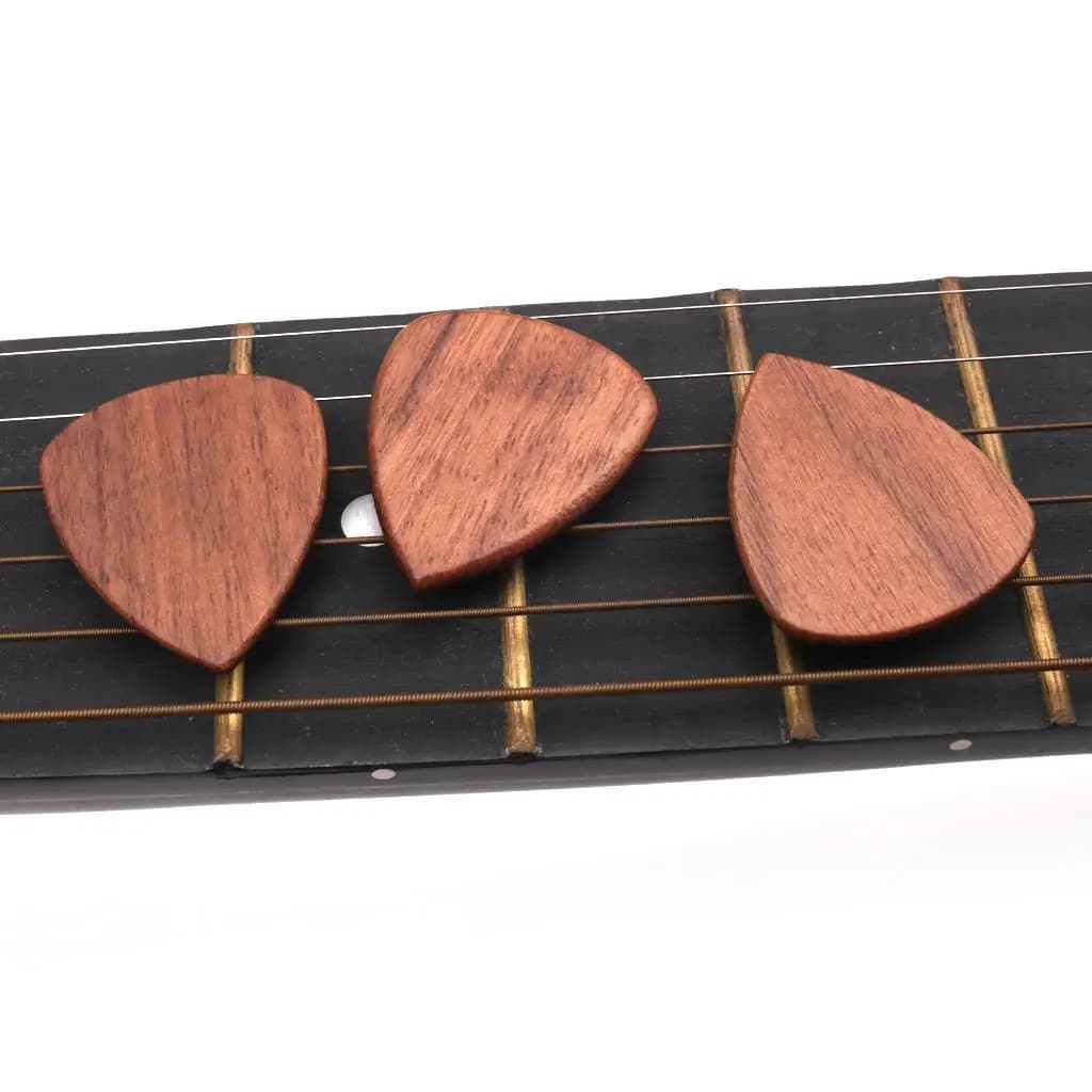 Plettri in Legno Lucidato per Chitarra, Sottili, Medi e Spessi, per Chitarra Acustica ed Elettrica, Stili di Suonatura Piatta e Basso
