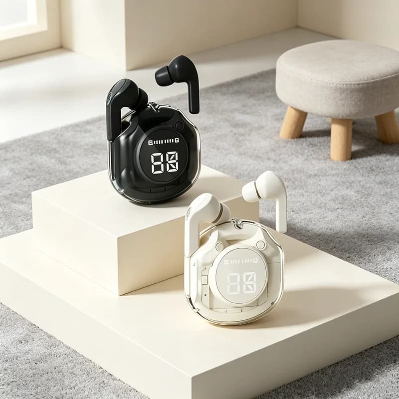 Bluetooth Wireless TWS HOMEFISH T8 Headphones with LED Digital Display, Stereo Audio and ENC Rumor Cancellation