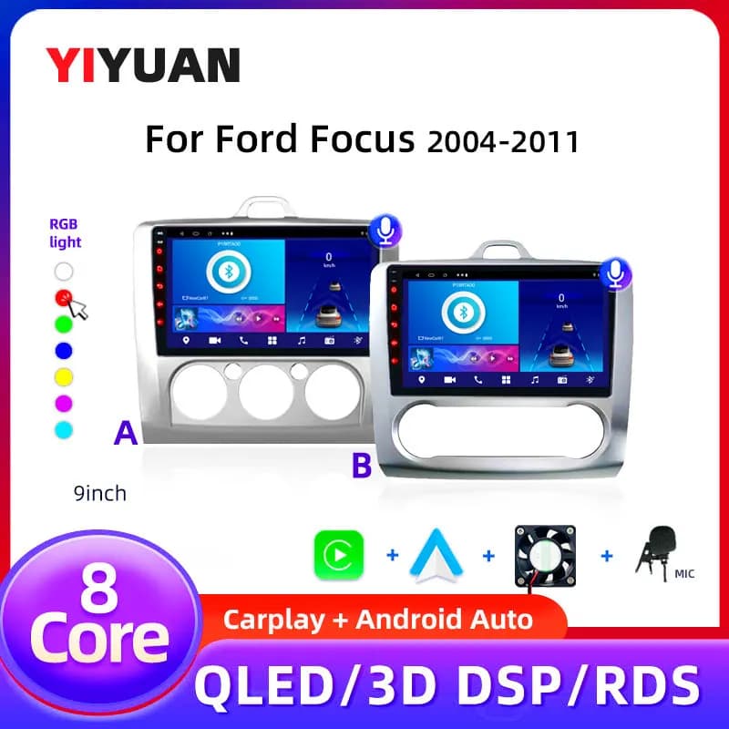 8Core 2 DIN Carplay Android 14 Autoradio Per Ford Focus Exi AT 2004-2011 Lettori Multimediale autoradio Carplay 4G GPS Unità Principale