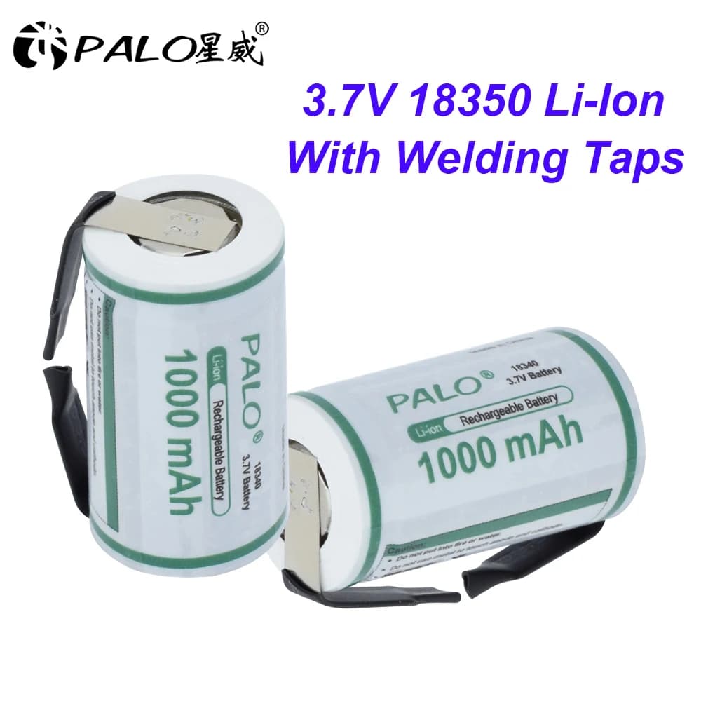 Batteria ricaricabile agli ioni di litio 18340 18350 da 3,7 V 18350 batterie con rubinetto di saldatura per torce elettriche campanelli fotocamera utensili elettrici