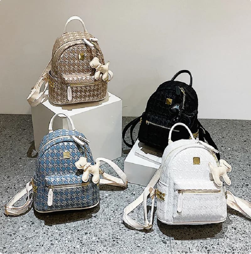 Korean New Fashion Houndstooth Design High Quality Small Backpack Women's Multifunctional Casual Travel Shoulder Bags School Bag