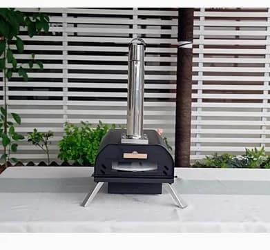 Forno per Pizza Pieghevole da Esterno, Forno Rotante Portatile con Pietra Refrattaria e Alimentazione a Pellet di Legno