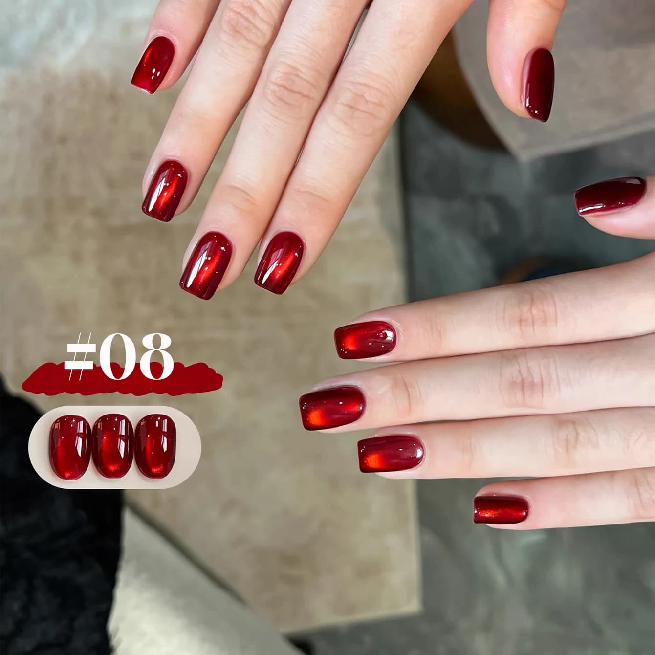 1 pz Smalto Semipermanente Gel Effetto Occhio di Gatto con Perline Rosse in Vetro per Unghie Invernali e Primaverili, Collezione Capodanno 2026, Gel Sbiancante Versatile per San Valentino
