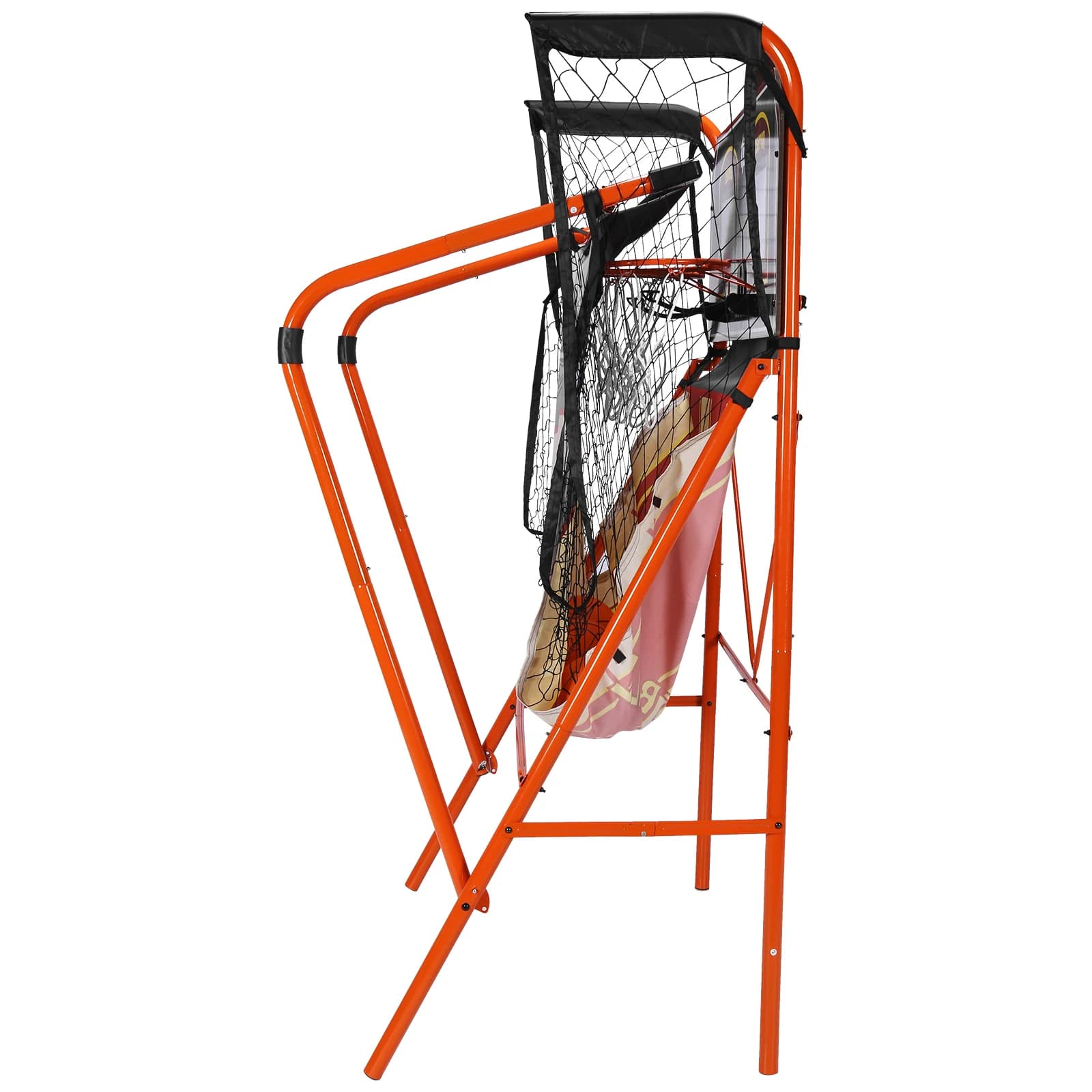 Basketball Game Set Arcade Timer Game Sports Shooting in Foldable Field with 5 Size 7 Inch Balls for 2 Players Home Game Children Adults
