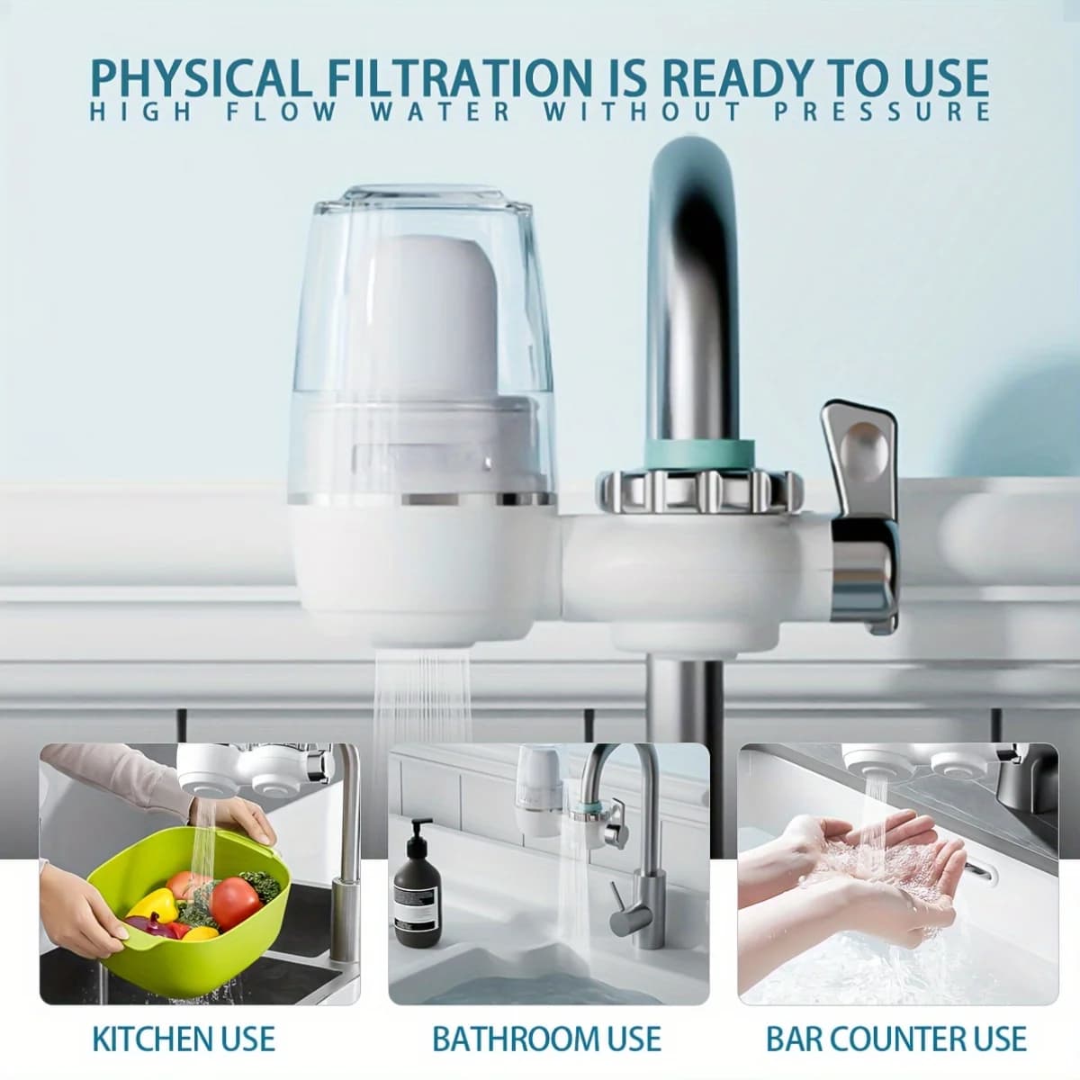 Depuratore d'acqua con rubinetto con interruttore manuale con filtro in ceramica da 0,1 micron Facile da installare Rimovibile Lavabile per uso cucina domestica