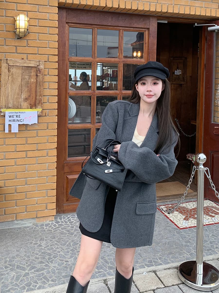 Giacca in Cashmere a Doppio Strato da Donna, Cappotto in Lana Morbido Stile Coreano, Spesso, a Maniche Lunghe, Tinta Unita, per il Pendolarismo