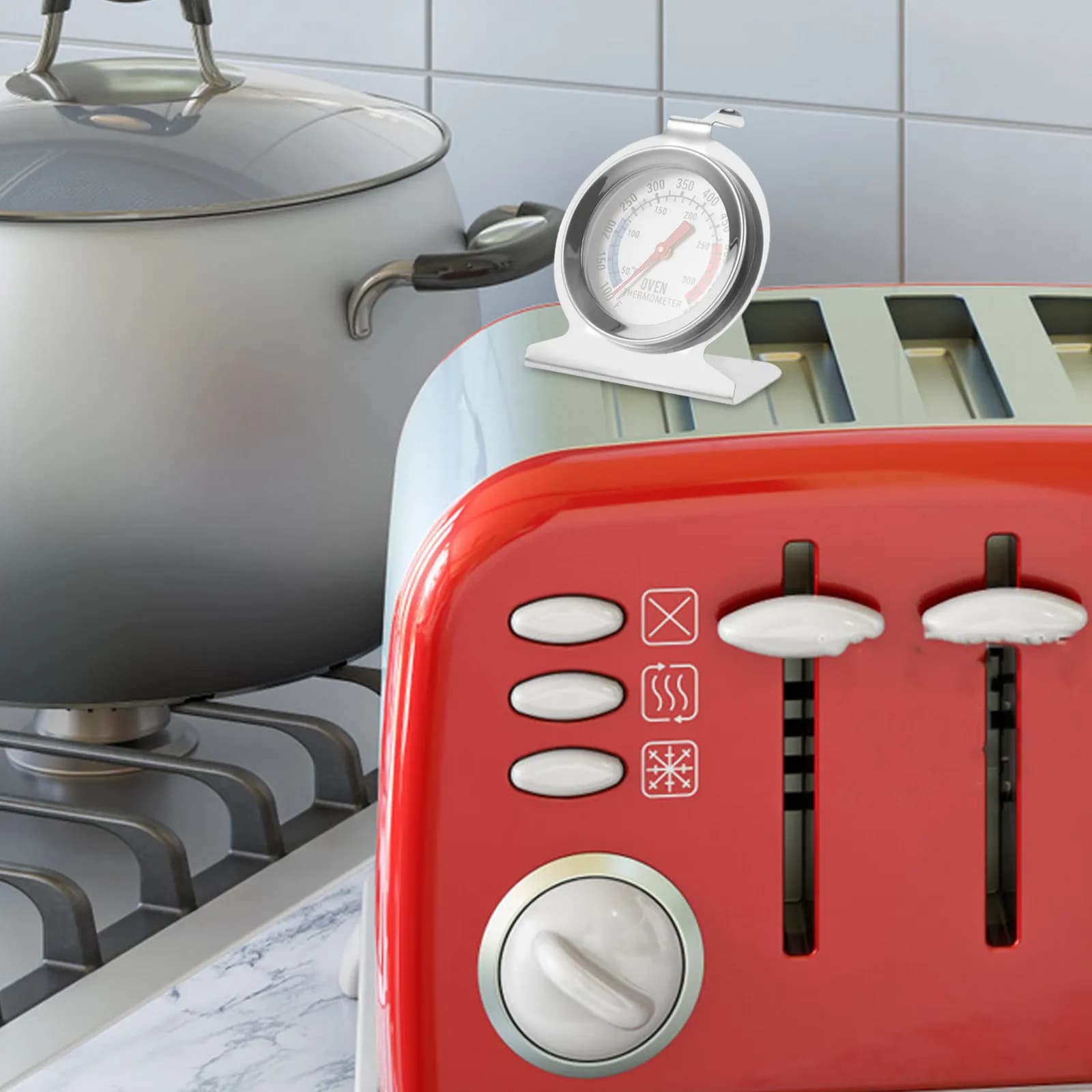2Pcs Stainless Steel Oven Thermometer Multi-Functional Cooking Thermometer for Baking Grilling Barbecue Oil Kitchen
