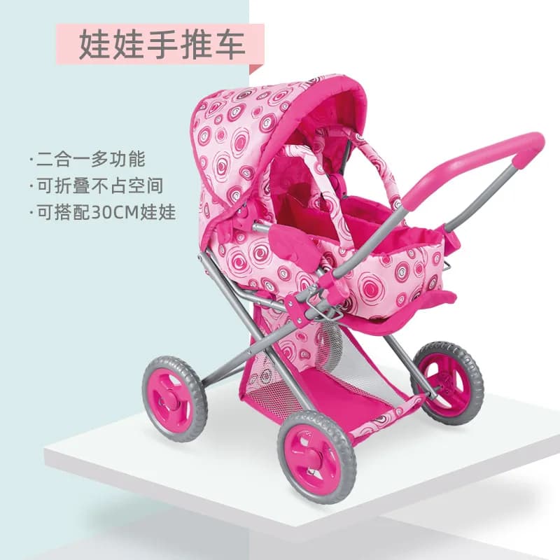 Passeggino di simulazione 2 in 1 per bambini con cestino Passeggino per bambole accompagnato per bambini