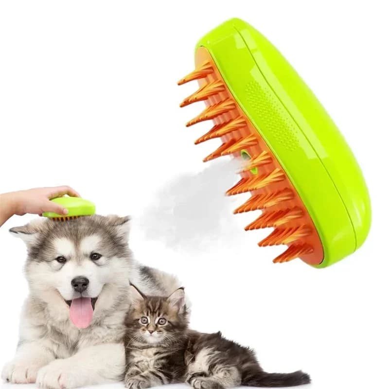 Spazzola a vapore elettrica 3 in 1 per animali domestici - Pettine per toelettatura cani e gatti con funzioni di massaggio spray e depilazione