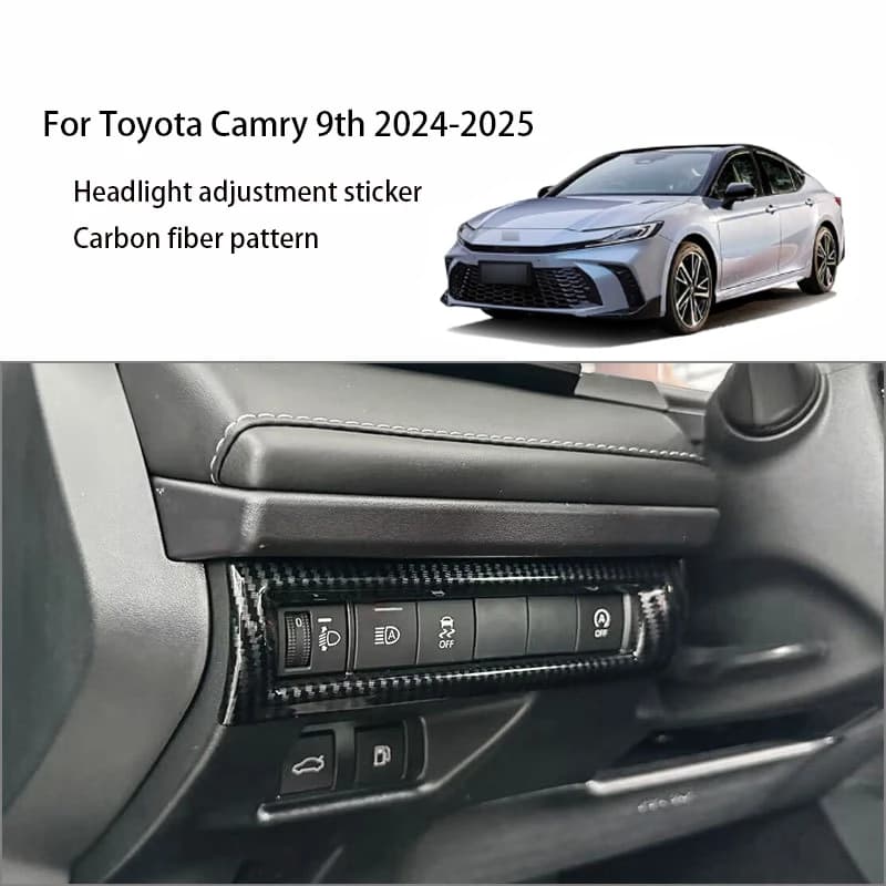 Misura Per Toyota Camry 9th Gen 2024 2025 Pulsante di Regolazione del Faro Telaio Faro Interruttore Trim Striscia Accessori Interni