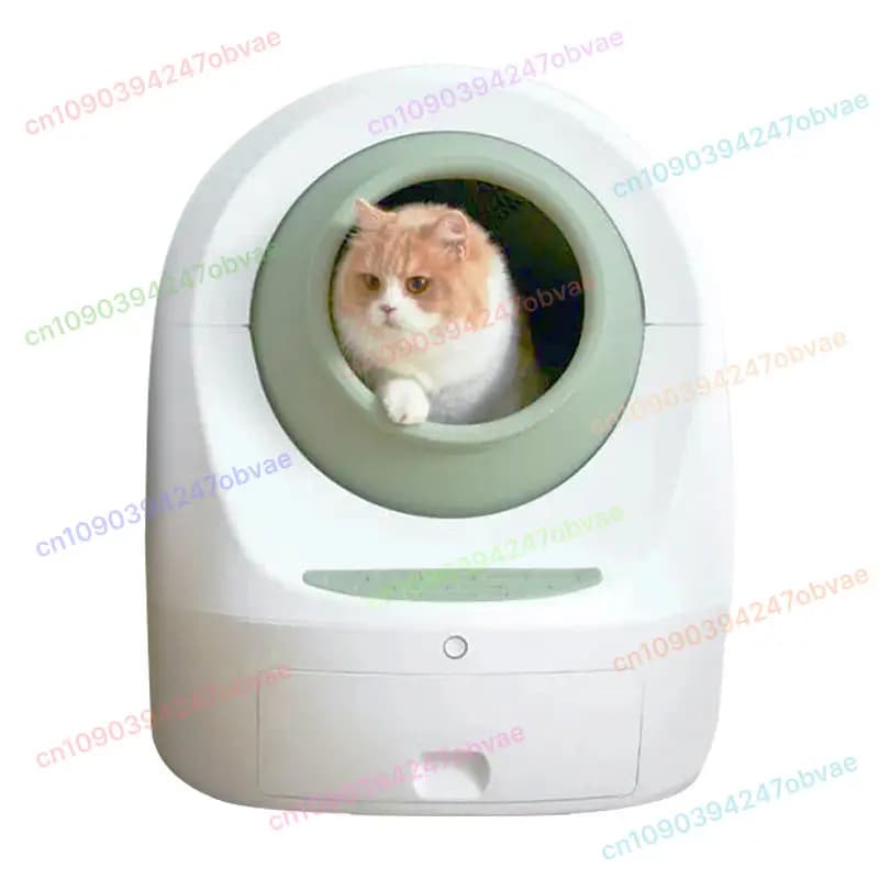 1 pz. Caratteristica autopulente Plastica rotonda Facile da pulire Controllo app mobile Uso WC Cassetta lettiera automatica intelligente per gatti