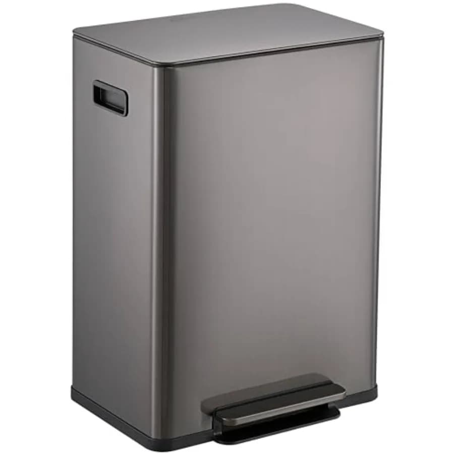 Cestino per Rifiuti da Cucina Infinity Edge 60 L (16 Galloni) Rettangolare Extra Large con Apertura Senza Mani, Chiusura Ammortizzata e Coperchio Singolo per Riciclaggio