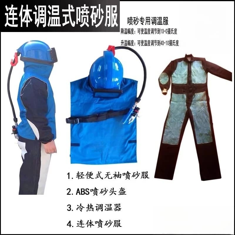 Tuta per Sabbiatura con Termostato e Filtro a Carbone Attivo - Tuta Integrale con Casco e Purificatore d'Aria Respirabile