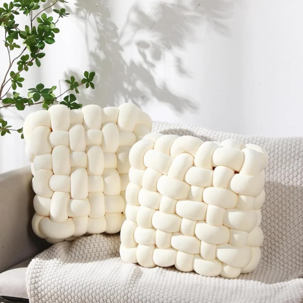 Cuscini decorativi quadrati in velluto annodati a mano, cuscini da pavimento annodati, adatti per soggiorno, finestra a bovindo, camera da letto