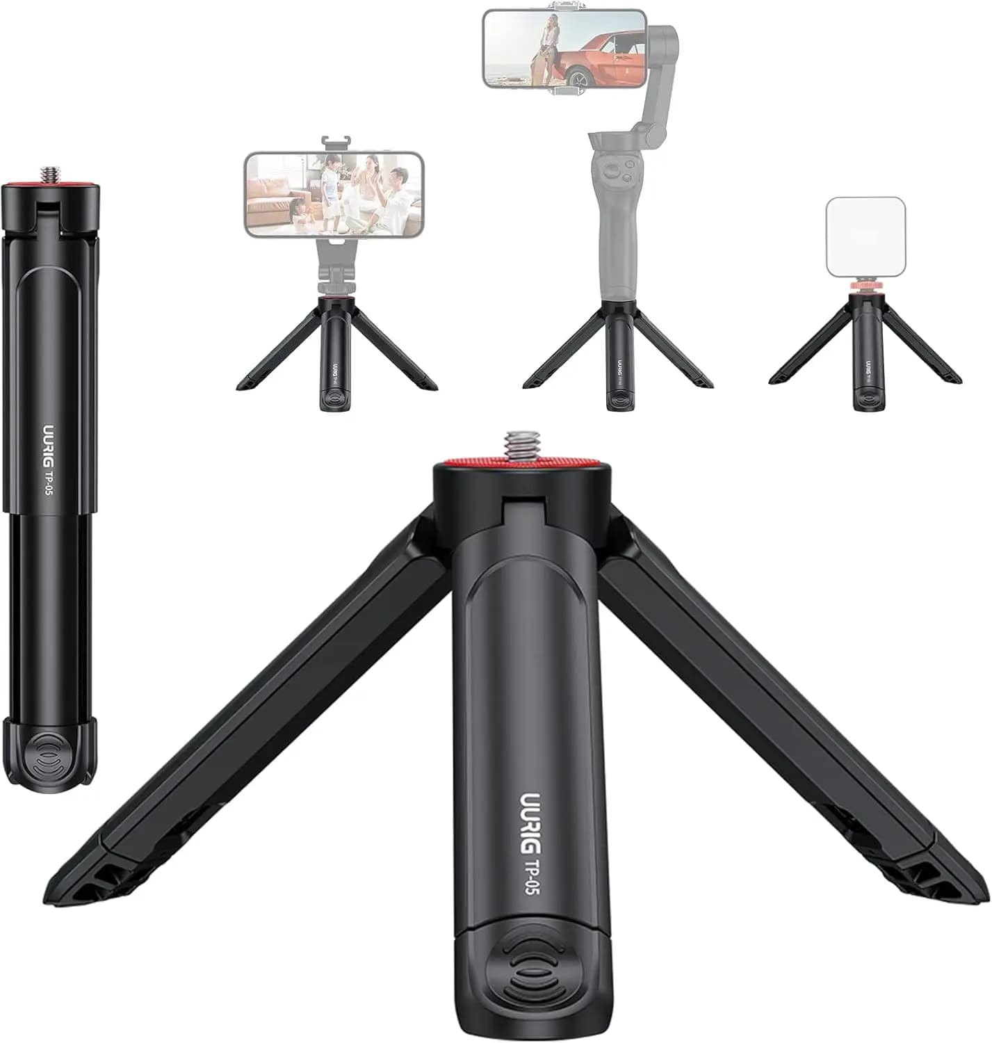 Treppiede Mini Estensibile per Fotocamera, Asta Selfie Portatile con Vite da 1/4" per DSLR, Webcam, Supporto Telefono, Accessori per Vlog
