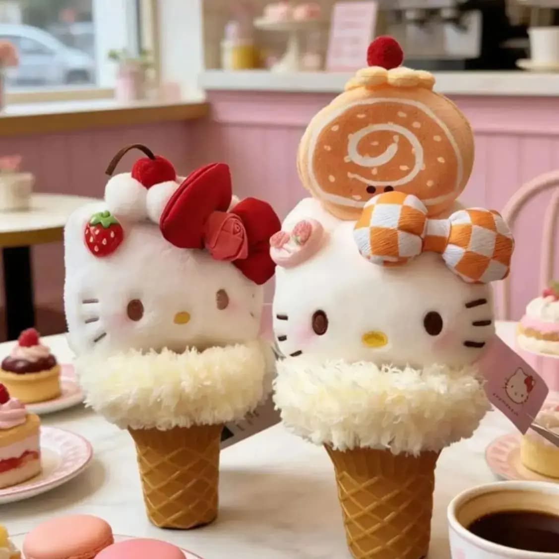 Portachiavi Peluche Sanrio Hello Kitty Gelato alla Menta, Ciondolo per Borsa, Animale Imbottito, Decorazione Fai-da-Te, Regalo di Compleanno per Ragazze e Donne