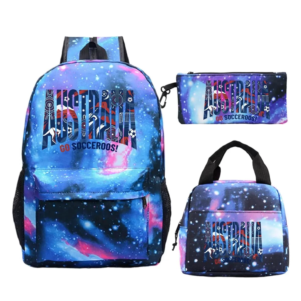Back To School Gifts Backpack Aboriginal Croatia 3 in 1 School Bags Pencil Bag Insulated Lunch Box Bag for School Soccer Fan