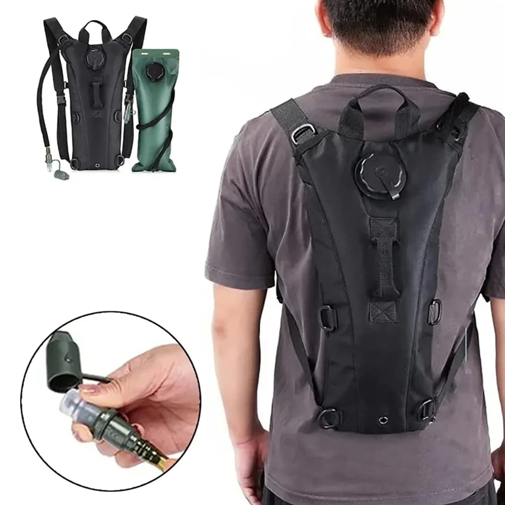 Zaino per Idratazione Sportiva Impermeabile in Nylon con Sacca d'Acqua da 3 Litri per Escursionismo Ciclismo Arrampicata