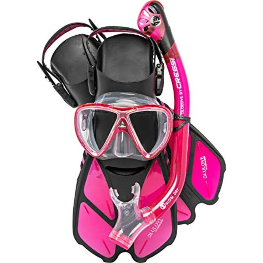 Set Snorkeling per Adulti: Maschera, Boccaglio Dry, Pinne Regolabili - Leggero per Viaggi - Set Oceano: Progettato in Italia