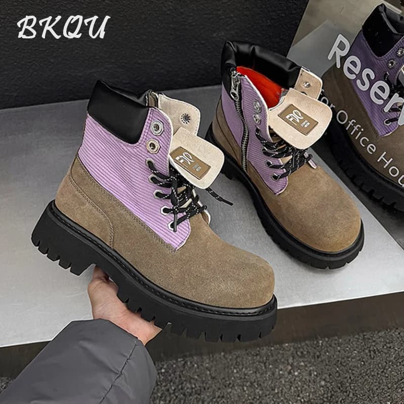 BKQU Scarponi da trekking da uomo e da donna, scarpe di tendenza europee e americane da coppia, nuove stivali da deserto casual all'aperto 2025