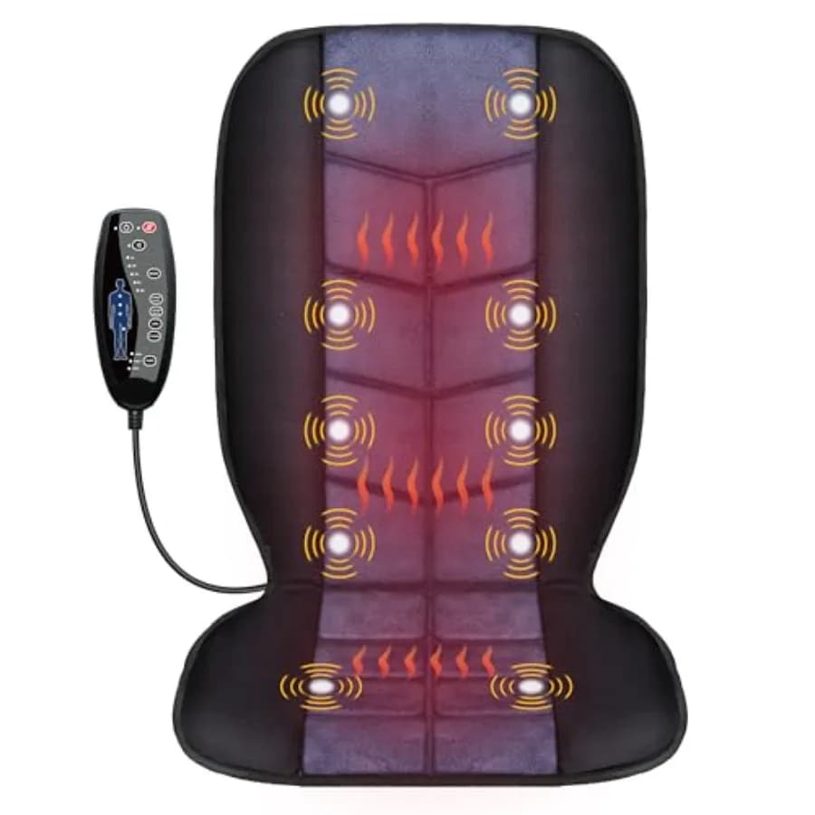 Massage Cushion for Chair with Heater Function, 10 Vibration Motors, Heating Options 30-60-90 Minutes, Model M