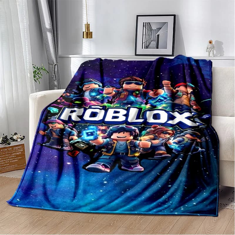 Coperta in flanella 3D R-Robloxs Cartoon Game, morbida e calda, per letto, camera da letto, soggiorno, viaggi, campeggio, picnic, regalo