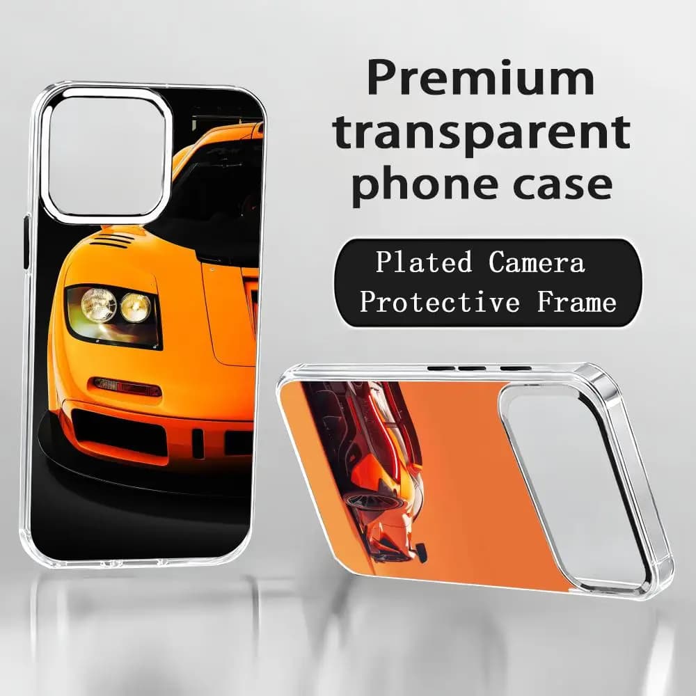 Sports Car M-McLar cool enes Phone Case For iPhone 17 air 16 15 14 13 12 11 Pro Max Plus Chrome Button Camera Ring Transparent