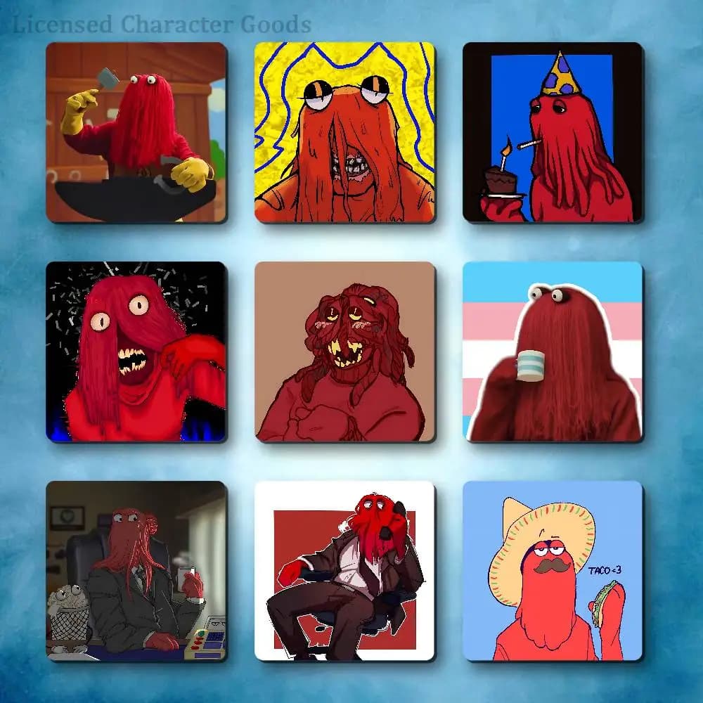 D-DHMIS Red Guy Refrigerator Magnets Square Tiles with Magnetic Sheets Printed for Decoration Collect 55mm