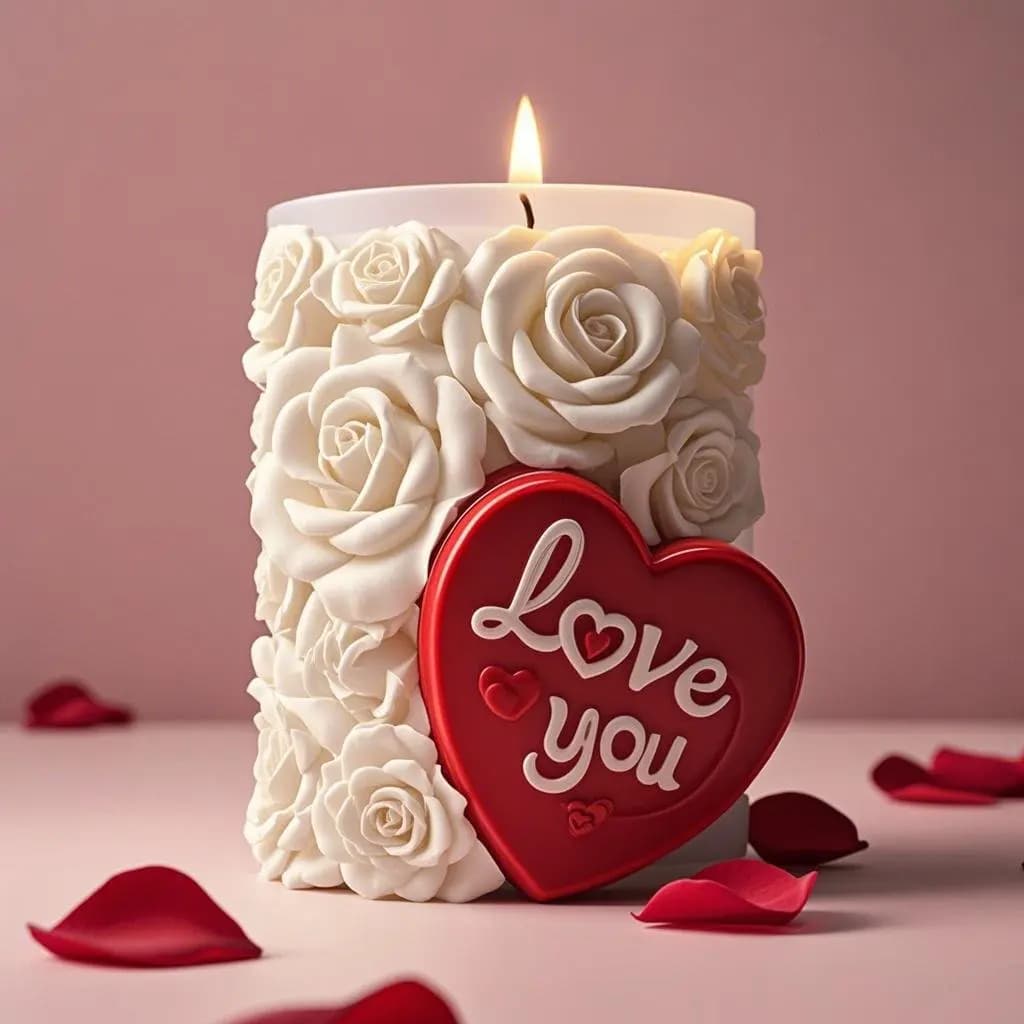 White Rose "Love You" Shape Mold, Elegant Silicone Candle Making Mold, Perfect for Wedding Decorations