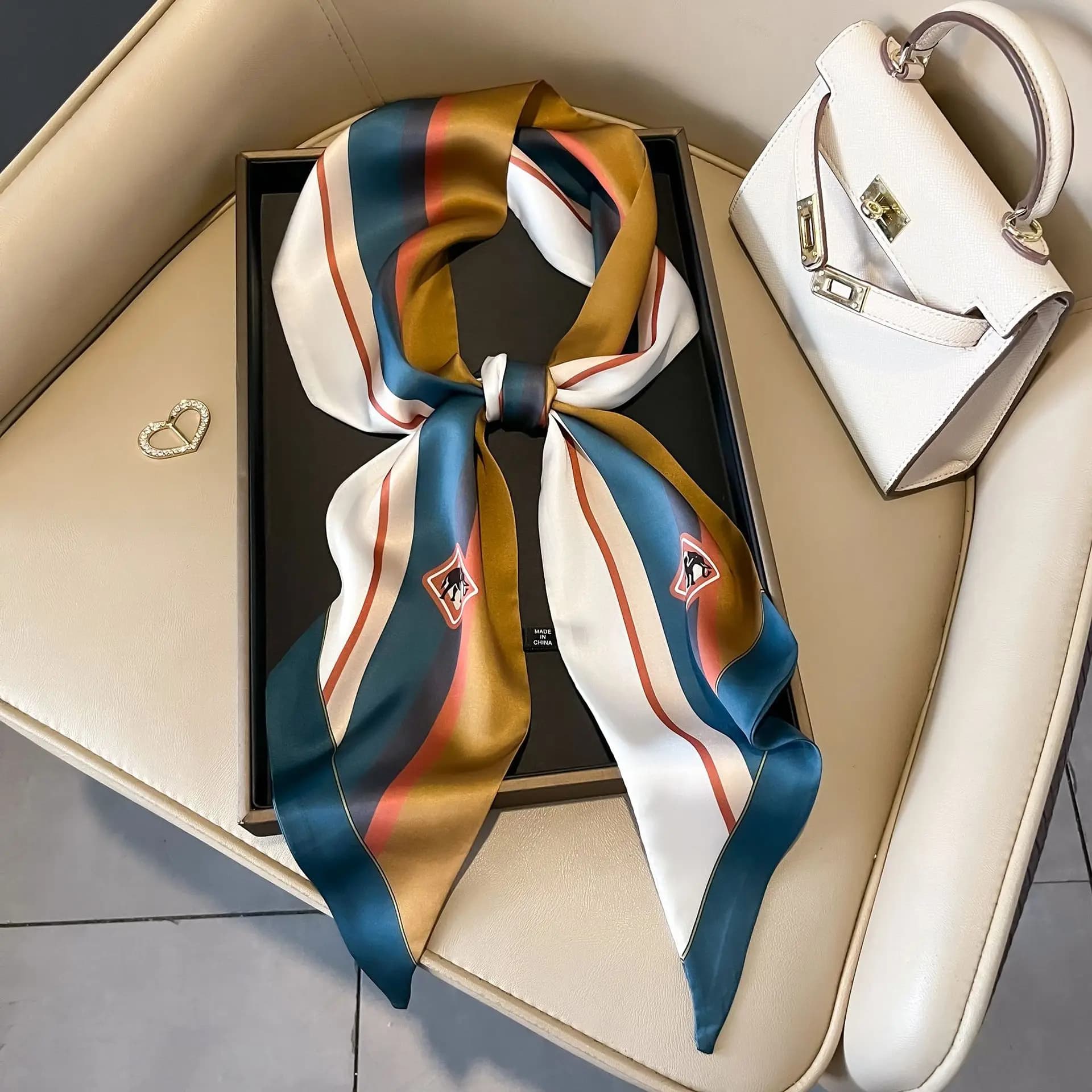 Luxury Brand Scarves for Women Shawl Print Silk Satin Hijab Scarf Female Long Bandana Square Shawls Scarfs For Ladies