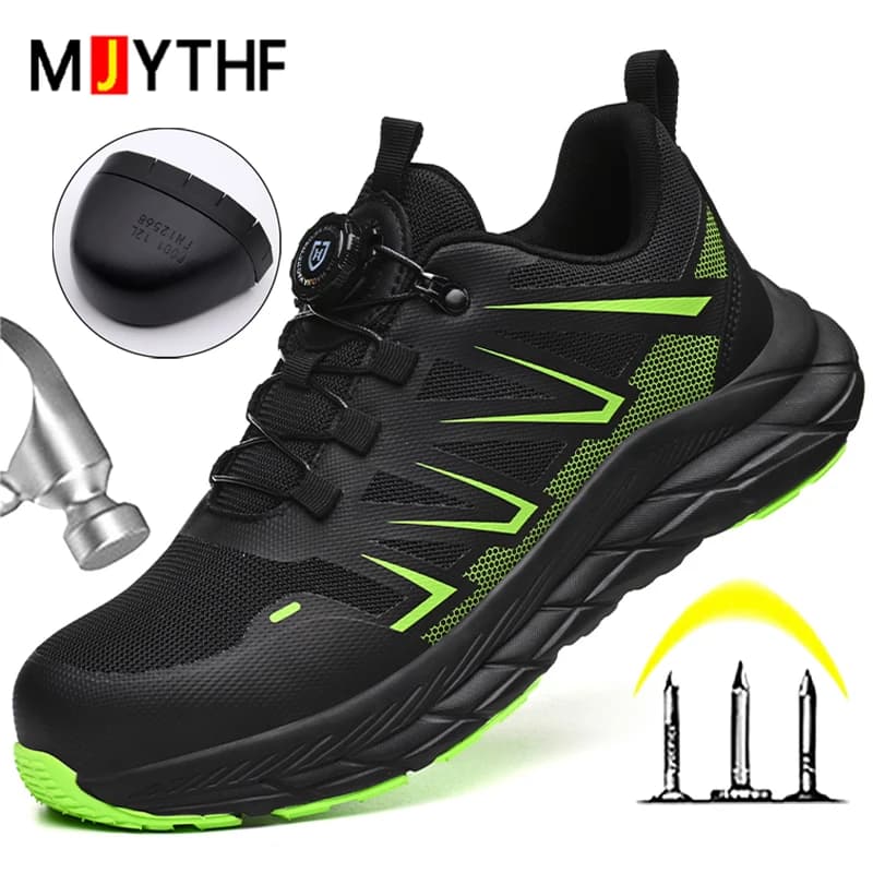 Pulsante rotante Scarpe antinfortunistiche per uomo Donna Scarpe protettive Puntale in acciaio Scarpe da ginnastica da lavoro Scarpa indistruttibile a prova di foratura Stivale da lavoro