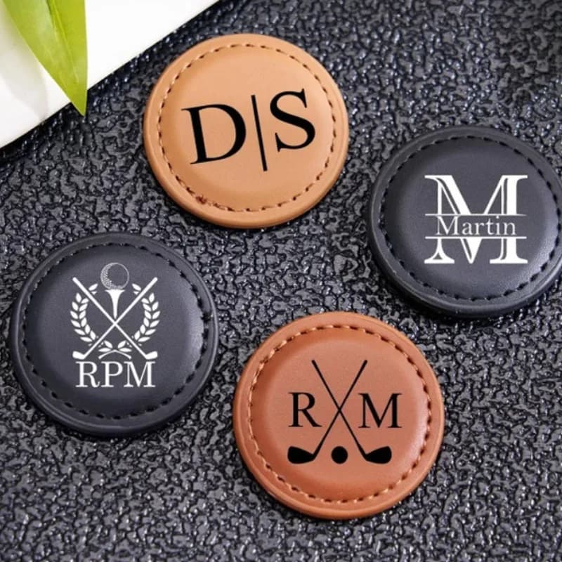 Marcatore Magnetico Personalizzato per Palline da Golf in Pelle PU Rotondo, Strumento di Allineamento Magnetico Potente