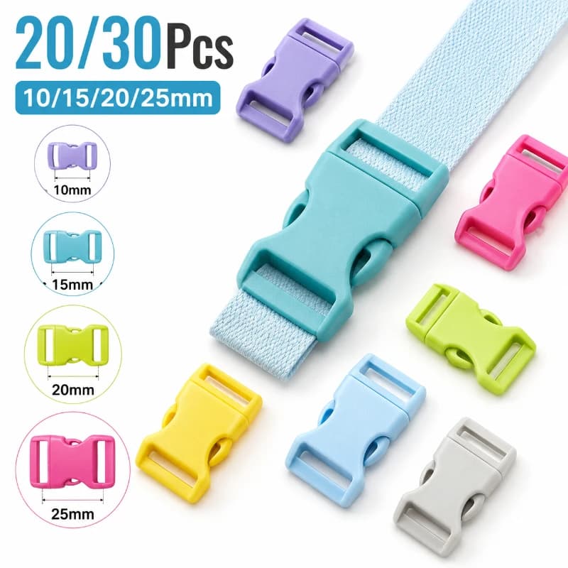 20/30Pcs 10/15/20/25mm Colorful Plastic Side Release Buckles for Backpack Dog Collar Luggage Webbing DIY Sewing Accessories