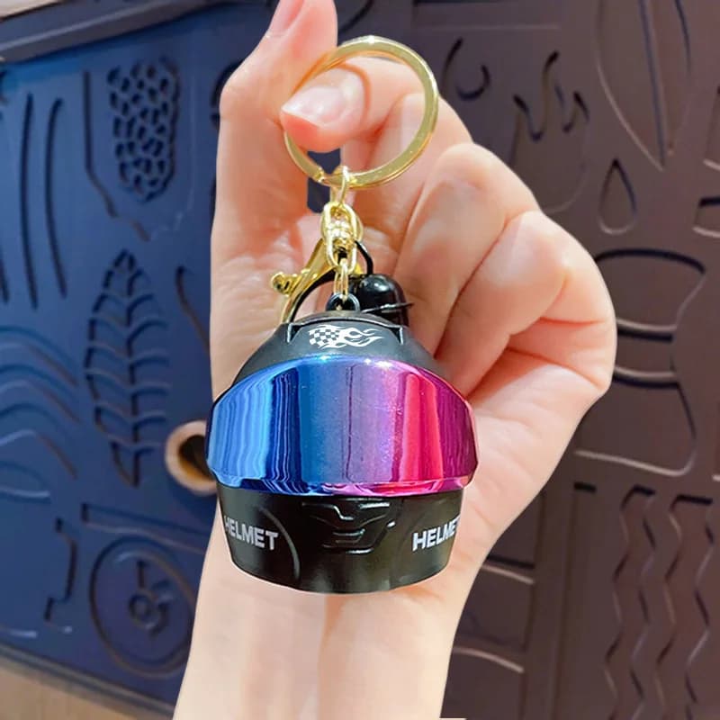 3D Mini Motorcycle Helmet Keychain, Cool Light-Up Charm for Backpacks & Luggage, Perfect Mini Gift for Biker Motorcycle Lovers