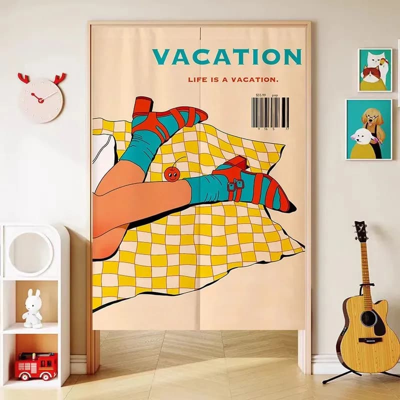 VIKAMA Door Curtain Room Divider for Kitchen Bathroom Bedroom Cafe Entrance Half Curtain Home Decor