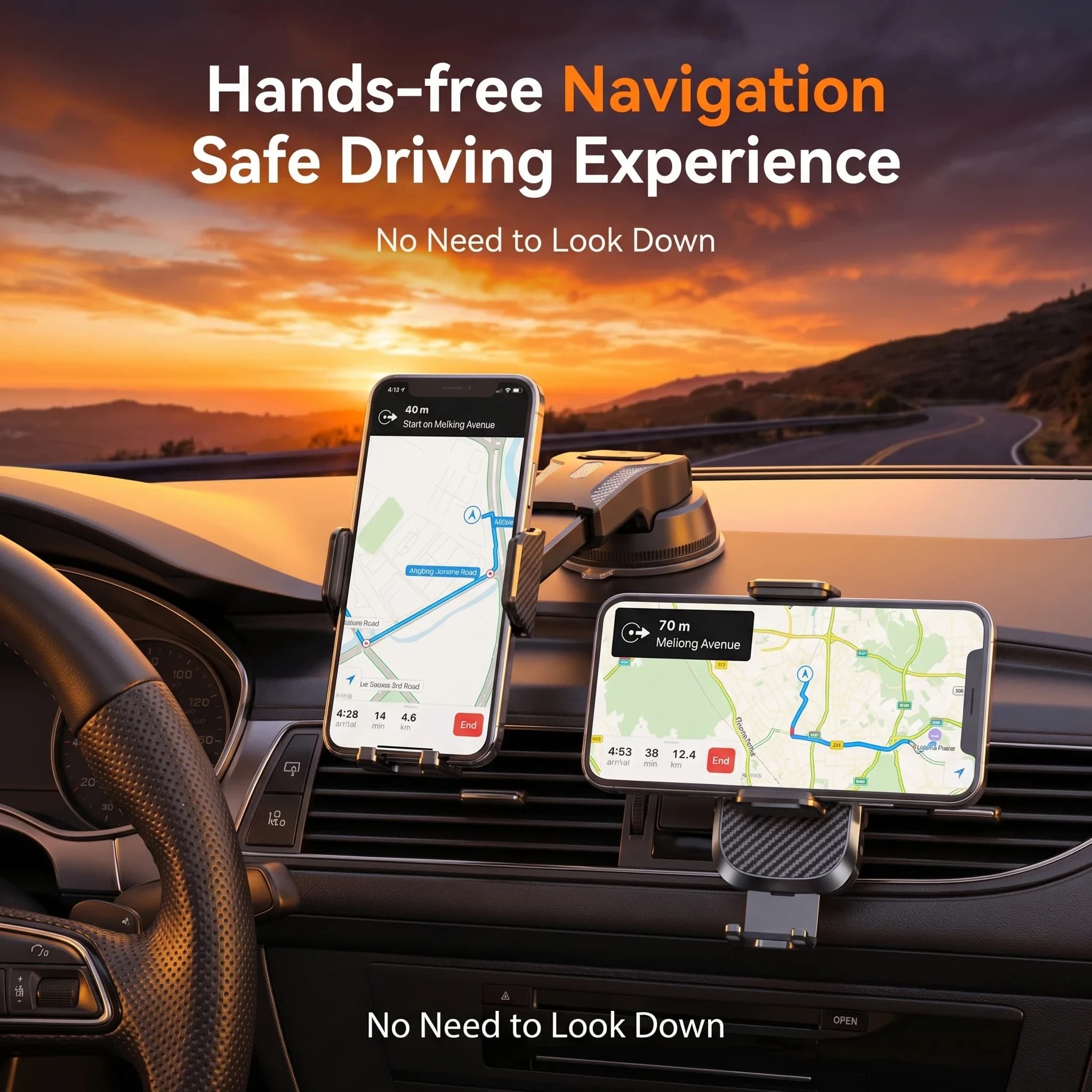 Supporto per telefono da auto multi-scena - Blocco con un clic, braccio retrattile, forte aspirazione, rotazione a 360° ° Rotazione, ideale per la navigazione e l'uso in ufficio, accessori indispensabili