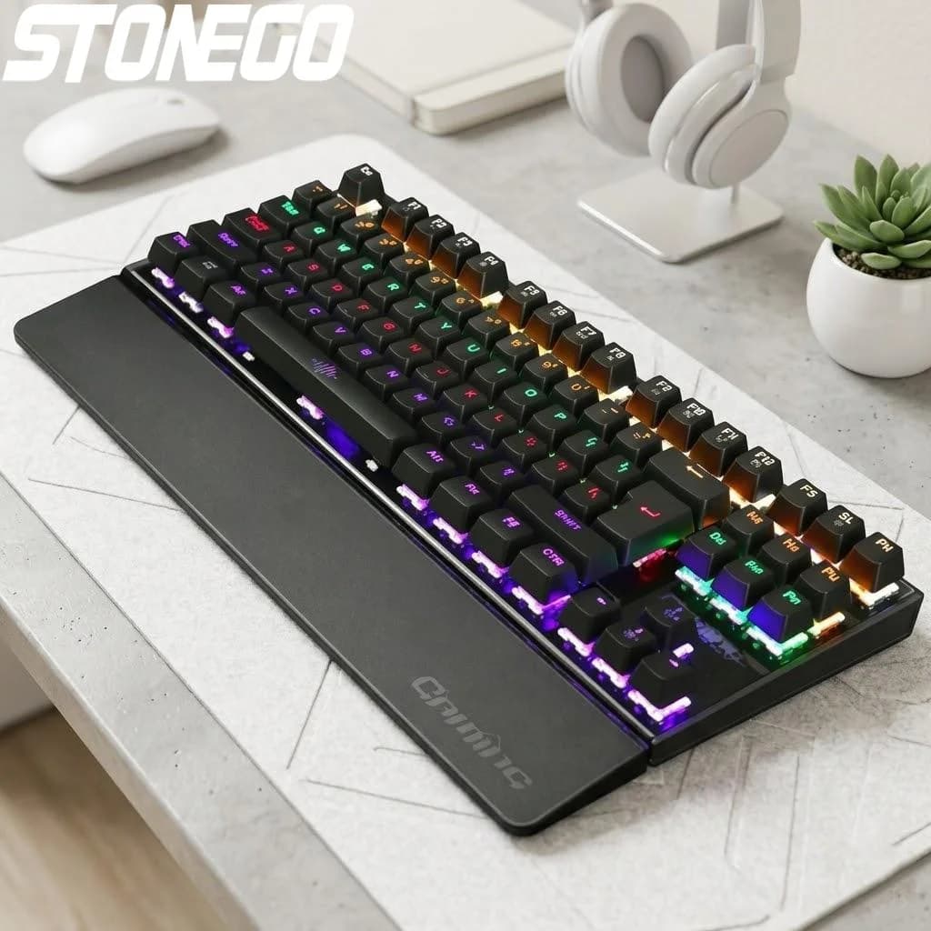 Tastiera Meccanica RGB da Gaming con 26 Tasti Anti-Ghosting, USB Cablata, Illuminazione LED per PC e Periferiche da Gaming