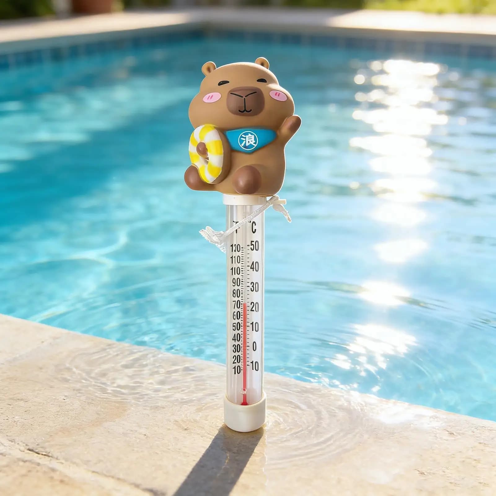 Termometro Galleggiante per Piscina a Forma di Capibara, per Piscine Esterne e Interne, Spa e Vasche Idromassaggio