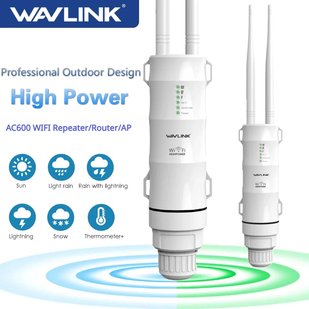 Wavlink AC600 Resistente alle intemperie RJ45 Esterno Wireless WiFi AP/Ripetitore/Router Extender 5G Bridge Wi Fi Ripetitore di segnale POE SPINA UE/USA