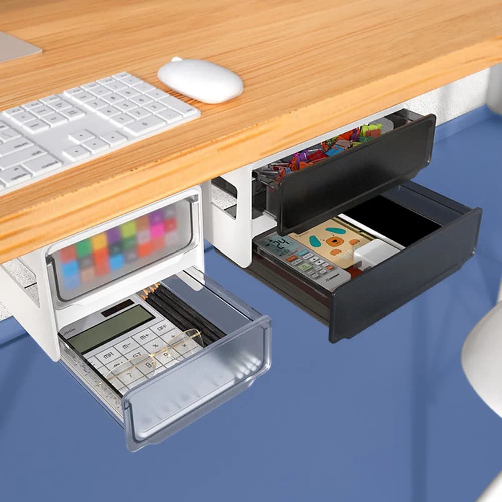 Organizer Multiuso Sotto Scrivania Senza Foratura, Portapenne e Cassetto Nascosto per Ufficio