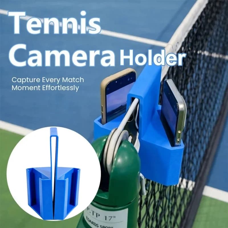 Dual Perspective Tennis Net Phone Mount Portable Clamp Camera Holder for Match Analysis Court Practice Live Streaming Sports