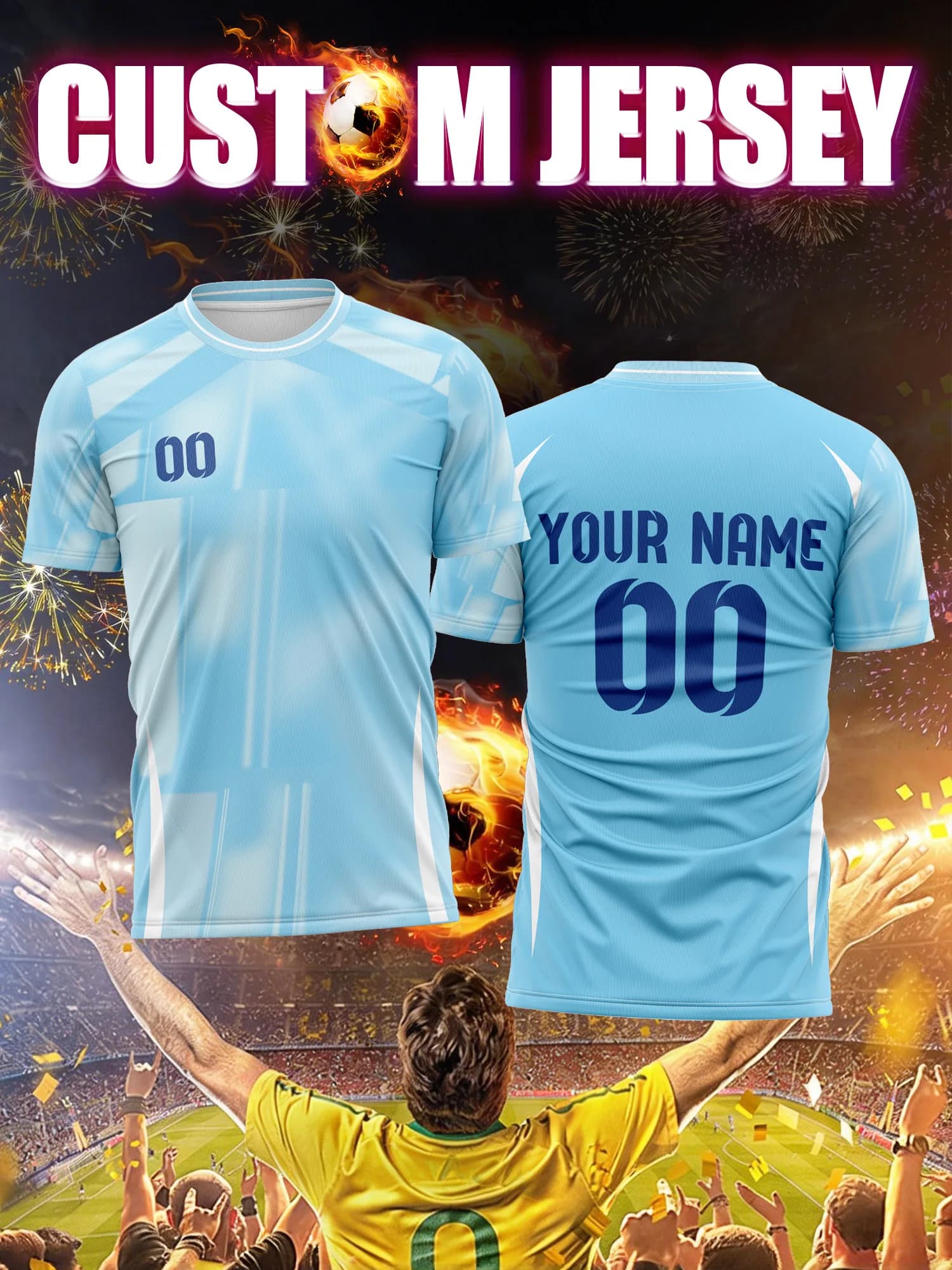 Maglia da Calcio Personalizzata con Immagine, Numero e Nome, Camicia Casual per Uso Quotidiano, Abbigliamento Versatile per Tifosi