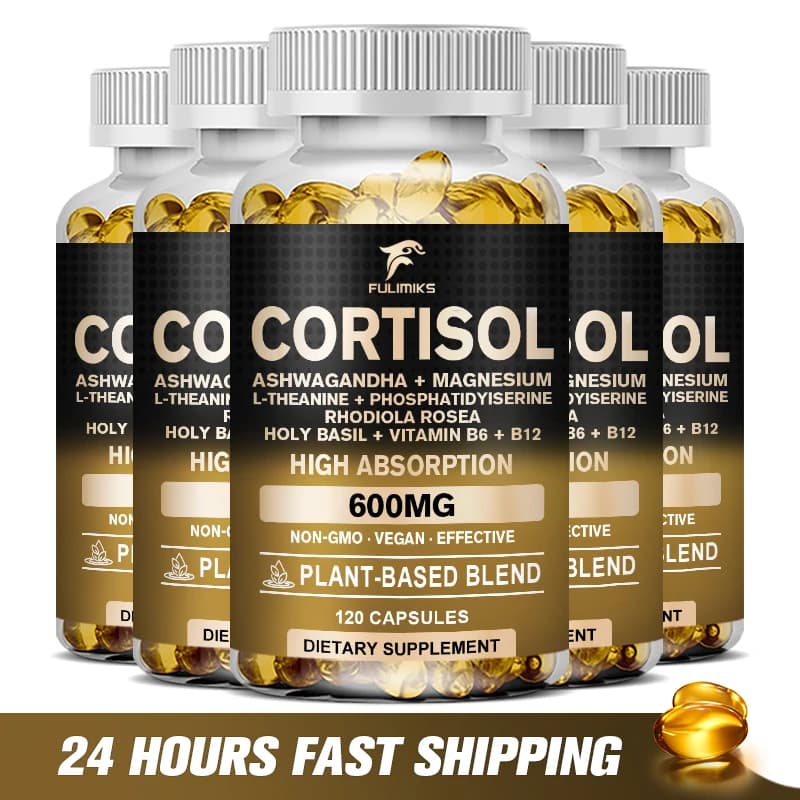 Supplement Cortisol, Hormonal Balance, Magnesium, Ashwagandha, Rodiola, L-Theanine, Vitamin B6 and B12, Umore, Focus, Sleep Support